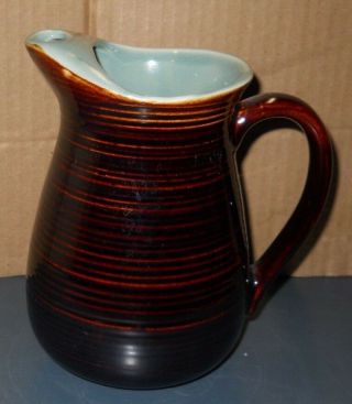 Vintage Red Wing Pottery 7 " Black Brown & Gray Milk Pitcher 1940 