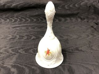 Fenton Hand Painted Cardinal White Bell