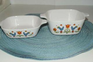 Vintage 2 Corning Ware Country Festival Casserole Dishes P - 41 - B P - 43 - B No Lids