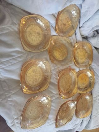 Jeannette Glass Marigold Carnival Small Dishes Set Of 10