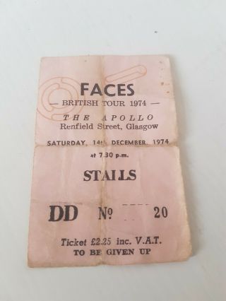 Rod Stewart Faces British Tour 1974 Glasgow Apollo Concert Ticket