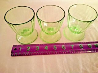 Green Uranium Vaseline Depression Glass 3 Federal? Ribbed Footed Juice