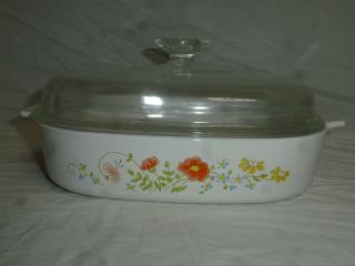 Vintage Corning Ware A - 10 - B Wildflower Casserole Dish With Lid 10 X 10 X 2 "