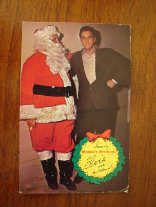 Old Vintage 1968 Xmas Photo Postcard Elvis Presley Christmas Seasons Greetings