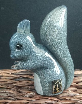 Signed Langham Crystal Grey Squirrel With Label,  Approx 10cm High,  312 Grams