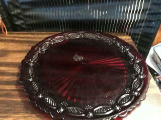 Vintage Ruby Red Depression Glass Serving Round Dish 11 "