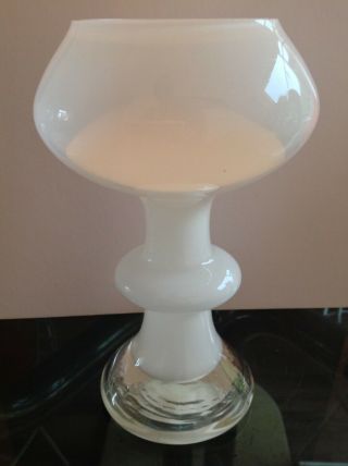 Vintage 1960 White Cased Glass Vase Holmegaard Murano Era Retro