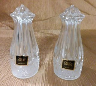 Oneida Crystal Southern Garden Salt & Pepper Shaker Set 4 " Germany - With Tags