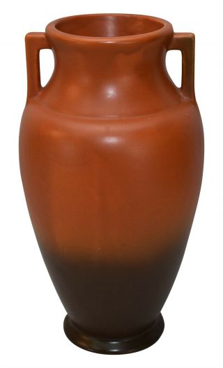 Vintage Roseville Pottery Rosecraft Burnt Orange Handled Arts And Crafts Vase