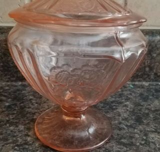 Vintage Pink Depression Glass Candy Dish/Jar w/ Lid 