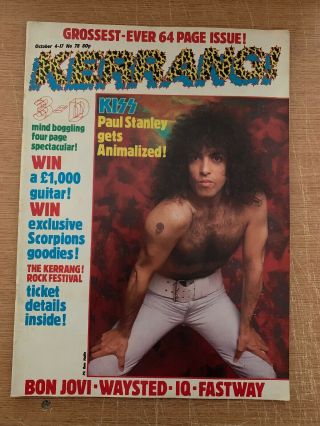 Kerrang 78 Kiss Paul Stanley Bon Jovi Waysted Iq Fastway