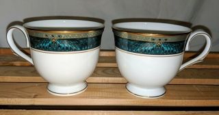 2 Lenox Classic Edition Cups Gold Band Green Marble