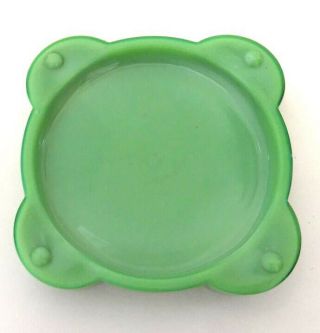 Vintage Round Signed Akro Agate Jadeite Green Pin Tray Coaster