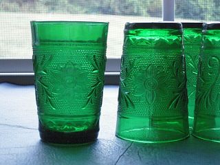 Depression Glass Anchor Hocking Forest Green Sandwich Juice Tumblers Set Of 4