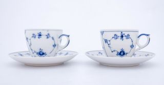 2 Teacups & Saucers 79 - Blue Fluted - Royal Copenhagen - 2:nd Quality