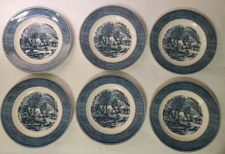 Currier & Ives " The Old Grist Mill " Dinner Plates 9 ".  (set Of 6).