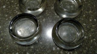 Set of 4 Anchor Hocking Thick Clear Glass Furniture Coaster Caster Cups Vintage 3