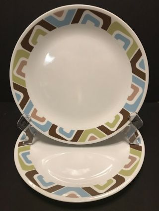 Corelle Vitrelle Squared Pattern Dinner Plate Dish 10 " Vtg 1980s