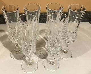 Vintage Crystal Glasses Champagne Flutes - Set Of 6 - Wedding Gift,  No Box