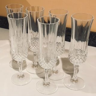 Vintage Crystal Glasses Champagne Flutes - Set of 6 - Wedding Gift,  No Box 2