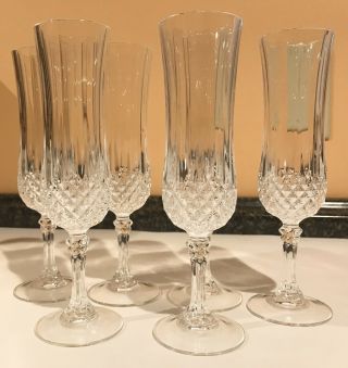 Vintage Crystal Glasses Champagne Flutes - Set of 6 - Wedding Gift,  No Box 3
