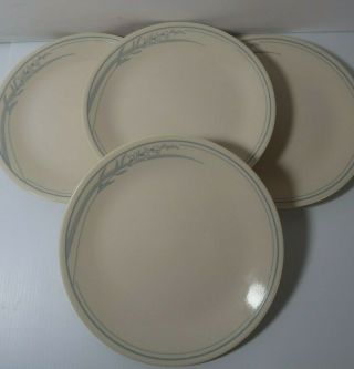 Set Of 4 Corelle By Corning Blue Lily Dinner Plates 10 1/4 " Sandstone/pale Blue