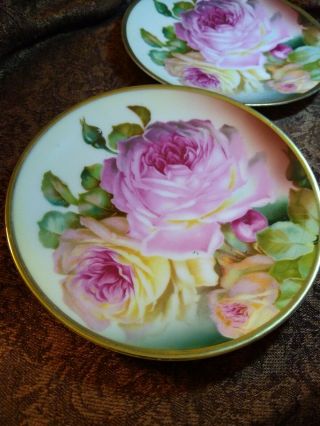 Vintage Thomas Bavaria Severes Porcelain Handpainted Roses Plates 6 " (2)