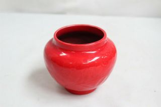 Arts Crafts Gladding Mcbean Red Flambe Flowers Ringed Art Pottery Jar Vase