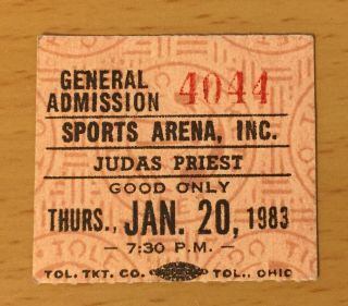 1983 Judas Priest Toledo Concert Ticket Stub Screaming For Vengeance Tour Halfor
