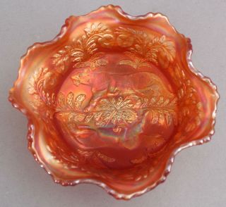 Early 20thc Antique Fenton Panther Marigold Carnival Glass Footed Berry Bowl