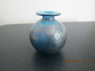 Isle Of Wight Glass Blue Azurene Perfume Scent Bottle Lacking Stopper With Label