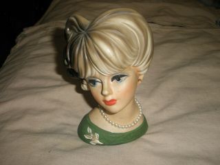 Vintage " Napco " Lady Head Vase: 5 3/4 Inches C7472