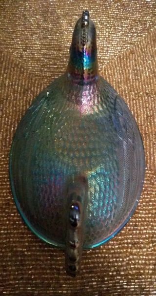 LID ONLY Hen on Nest Carnival Glass Blue Vintage Covered Candy Dish Indiana Glas 4