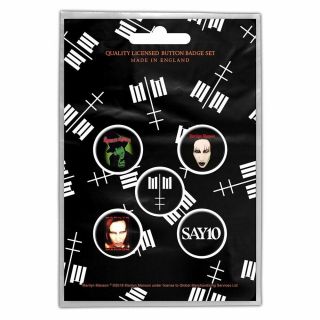 Official Licensed Merch 5 - Badge Pack Metal Pin Badges Marilyn Manson Cross Logo