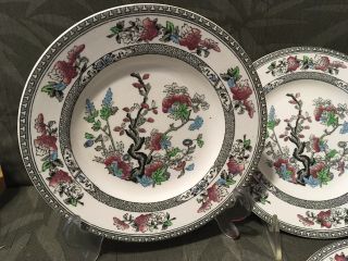 Vintage 4 Indian Tree 8” Porcelain Plates Woods Burslem Made In England 2