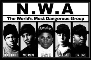 Nwa Rap Music Poster 24 X 36 " Dr Dre Eazy E Ice Cube Yella Mc Ren Compton