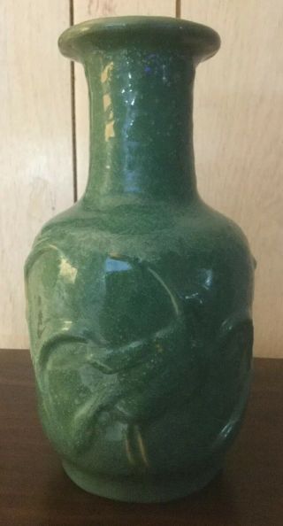 Vintage Heavy Stoneware/pottery Green Glazed Vase