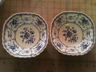 Johnson Brothers Indies Blue - (2) 6 " Square Cereal Bowls - England - 6 1/8 "