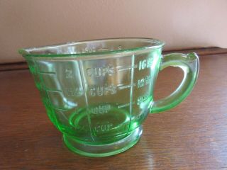 Vintage Green Depression Glass 2 Cup Footed Measuring Cup