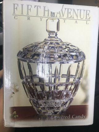Vintage Fifth Avenue Lead Crystal Clear Glass Candy Dish Bowl W/lid Home Decor