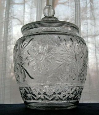 Anchor Hocking Glass Clear Sandwich 10 1/4 " Canister Biscuit Cookie Jar & Cover