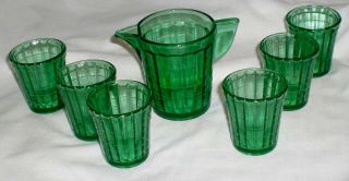 Vintage Akro Agate Green Depression Glass 7 Piece Child 
