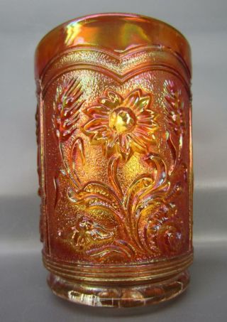 Imperial Fieldflower Dark Marigold Antique Carnival Glass Tumbler 3932