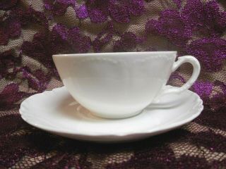 Set of 3 Haviland Limoges France Ranson All White Blank Cups & Saucer Saucers 2