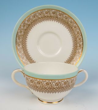 Antique Royal Worcester Bouillon Cup & Saucer C.  1899 Aesthetic English Porcelain