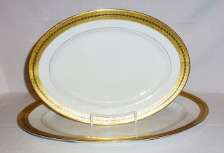 Victoria Czechoslovakia Two Gold Encrusted Platters