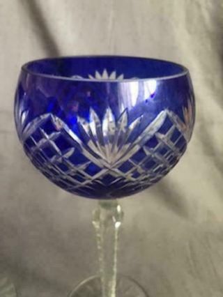 1 Czech Crystal Wine Glass In Cobalt Blue Cut Glass Boho Approx 8 1/4 " High Rd