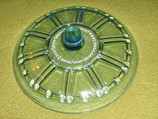 VINTAGE BLUE DEPRESSION GLASS COVERED BOWL CANDY DISH 5
