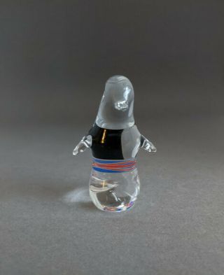 Small Langham Clear Glass Penguin - Signed,  Labelled