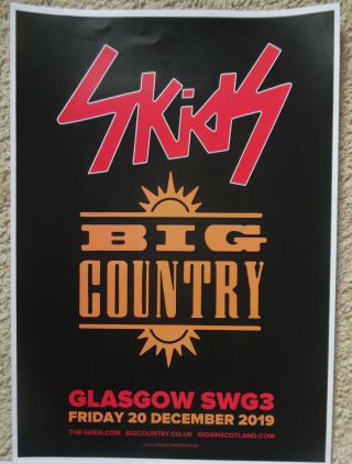 Skids,  Big Country - Dec2019 Live Music Show Memorabilia Concert Gig Tour Poster